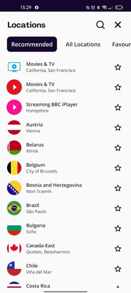 BlufVPN - sur smartphone, l'interface est très pratique également.