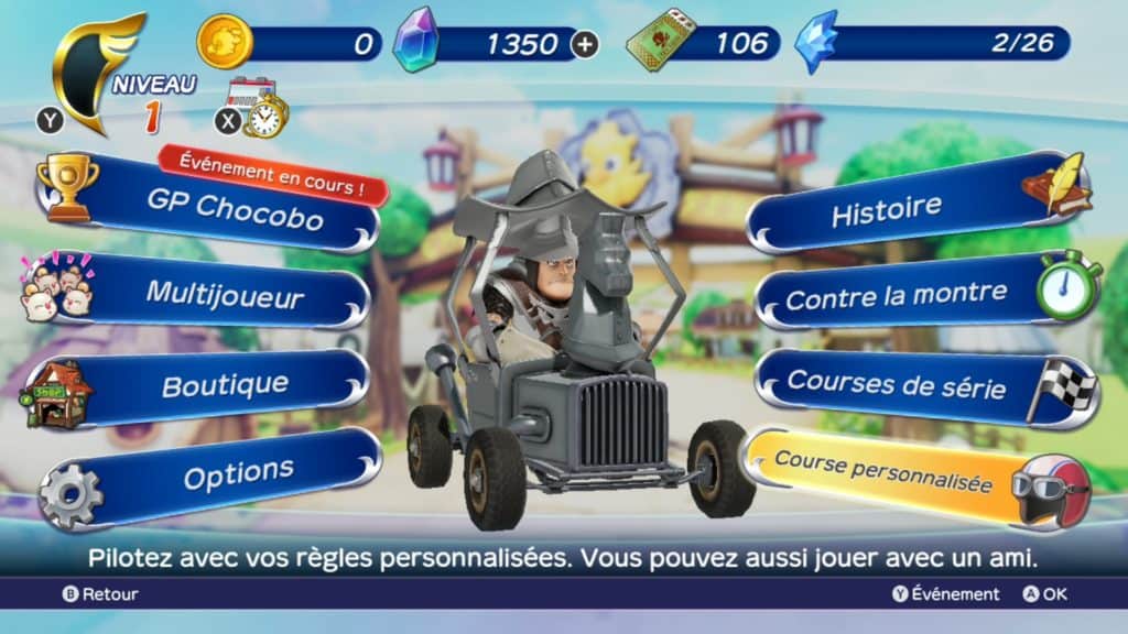 Chocobo GP menu