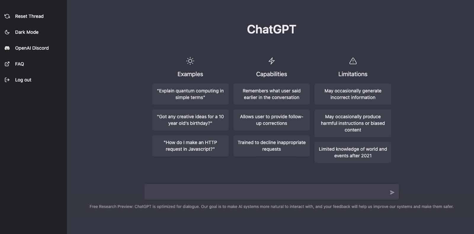 L'interface de ChatGPT