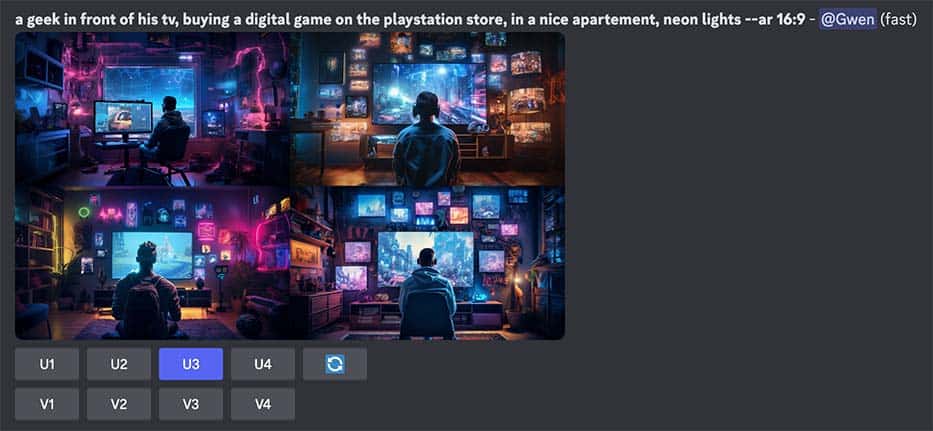 L'interface Discord de Midjourney